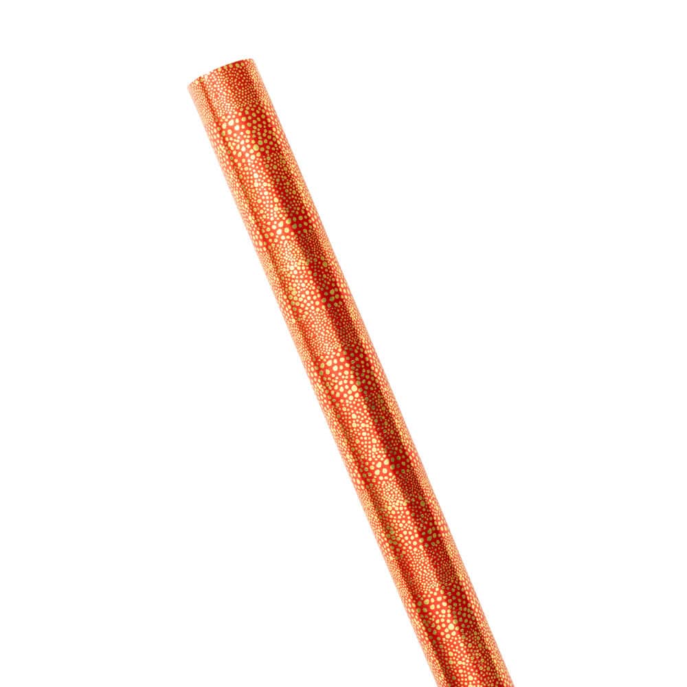 Pebble Foil Metallic Gift Wrapping Paper in Red & Gold - 30" x 6' Roll