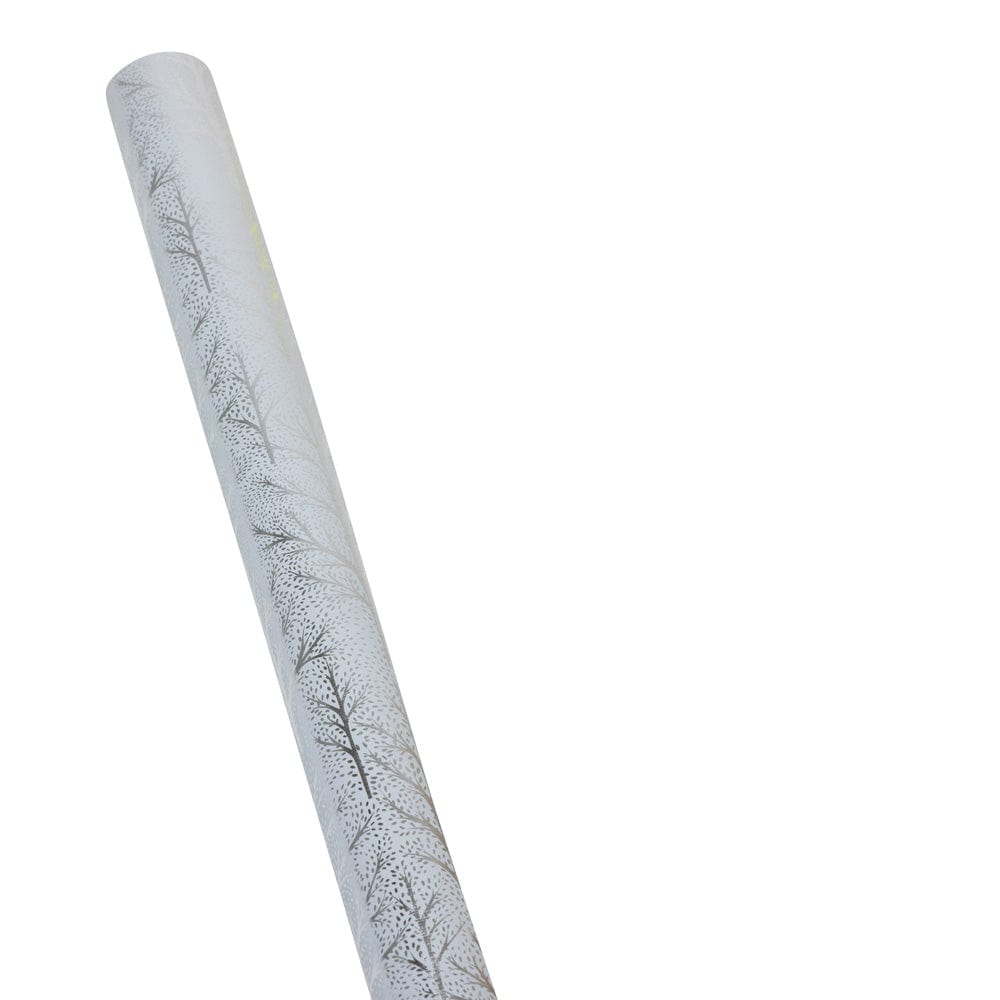 Winter Trees White & Silver Embossed Foil Gift Wrap - One 30" x 6' Roll