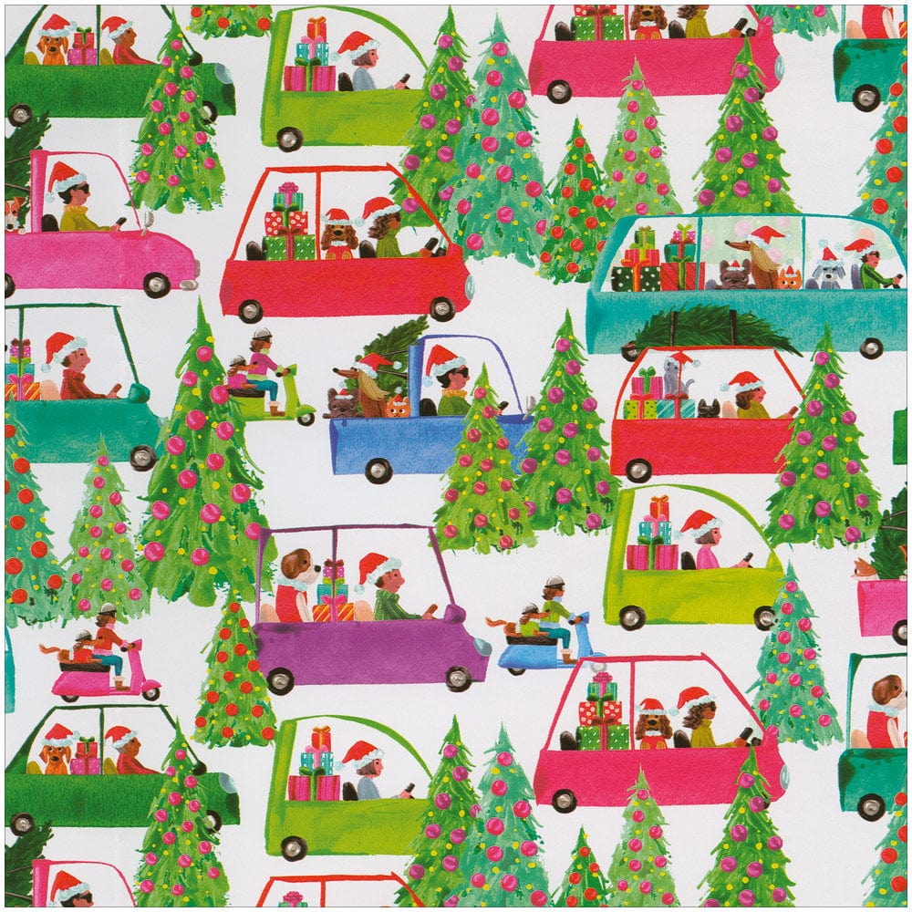 Christmas Tree Shopping Gift Wrap - One 30" X 8' Roll