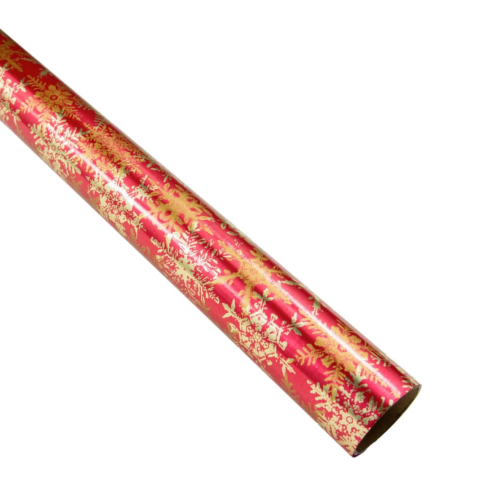 Snowfall-Red Foil Gift Wrap - One 30" X 6' Roll