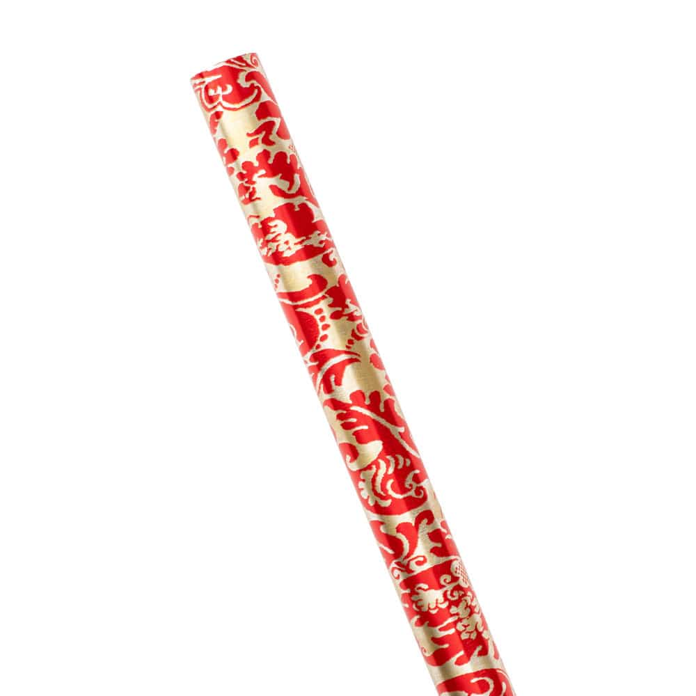 Palazzo Foil Metallic Gift Wrapping Paper in Red & Gold - 30" x 6' Roll