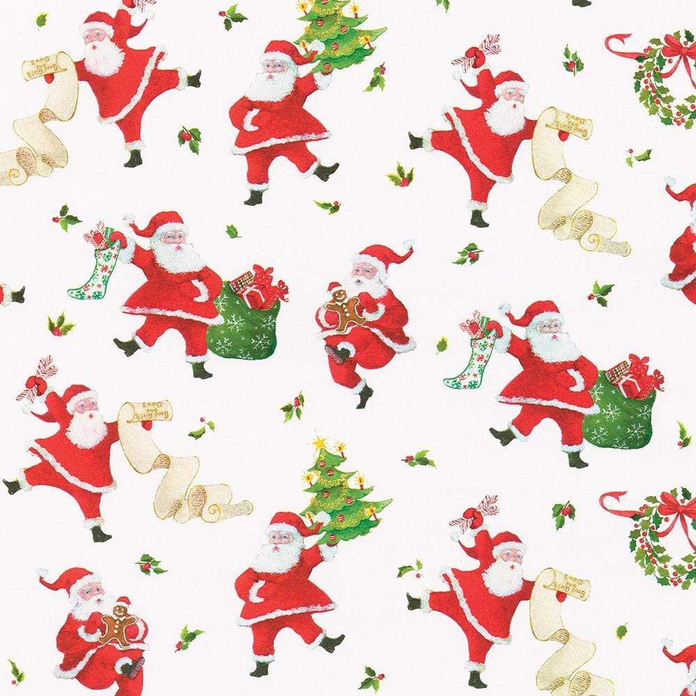 Dancing Santas Wrapping Paper - 30" x 8' Roll