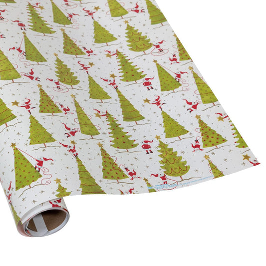 Twirling Santas Gift Wrap - One 30" x 8' Roll