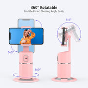 Auto Face Tracking Phone Holder, No App Required, 360° Rotation Face Body Phone Tracking Tripod Smart Shooting Camera Mount for Live Vlog Streaming Video, Rechargeable Battery-Black