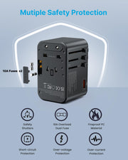 75W GaN Universal Travel Adapter (Black)