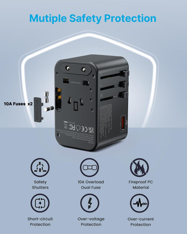 75W GaN Universal Travel Adapter (Black)