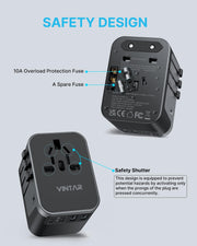 75W GaN Universal Travel Adapter (Black)