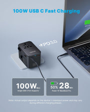 75W GaN Universal Travel Adapter (Black)