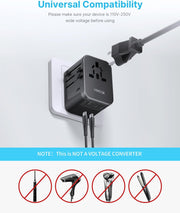 75W GaN Universal Travel Adapter (Black)