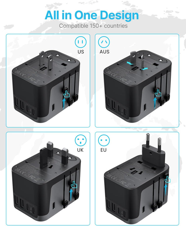 75W GaN Universal Travel Adapter (Black)