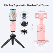 Auto Face Tracking Phone Holder, No App Required, 360° Rotation Face Body Phone Tracking Tripod Smart Shooting Camera Mount for Live Vlog Streaming Video, Rechargeable Battery-Black