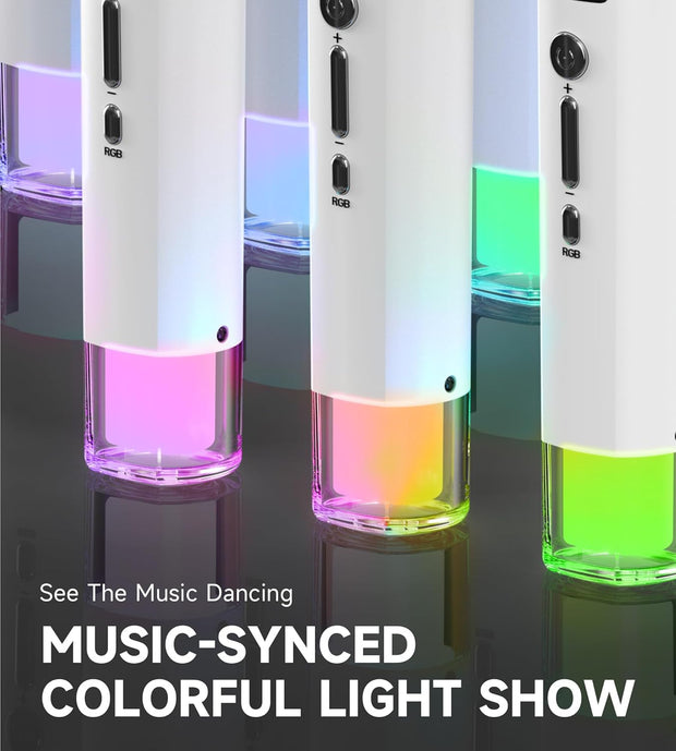 Wireless Microphones, Micorphone with One-to-One Chip Connection and LED Lights, 40H Duration, 200FT Range Receiving, Volume Control Karaoke Micorphone for Singing, Speech, Home Party, YouTube/Tiktok