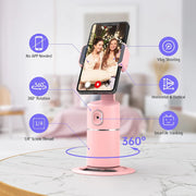 Auto Face Tracking Phone Holder, No App Required, 360° Rotation Face Body Phone Tracking Tripod Smart Shooting Camera Mount for Live Vlog Streaming Video, Rechargeable Battery-Black