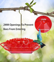 Sherem Hummingbird Feeder, Sherum Hummingbird Feeder for Outdoors Hanging Ant and Bee Proof, with 30 Feeding Ports, with Perch and Built-in Ant Moat, Easy to Fill and Clean, 14 Ounces (2Pcs Red)