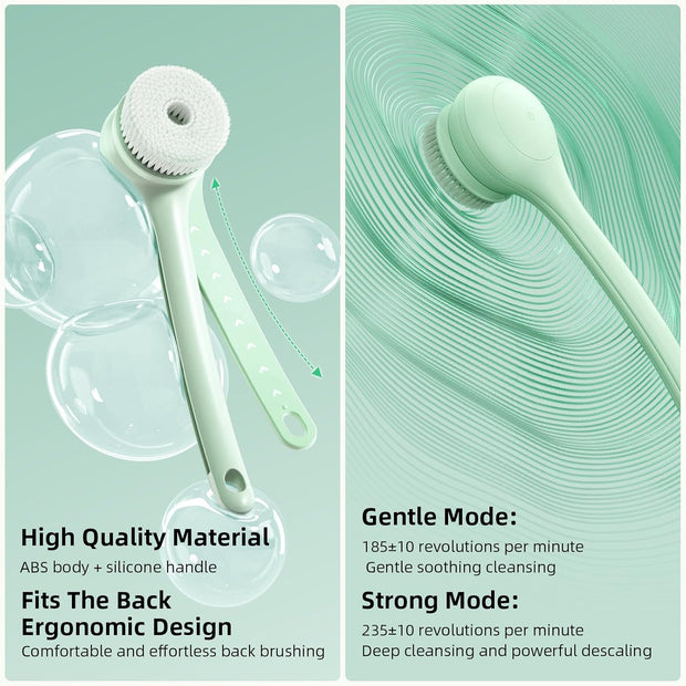 🛁 Electric Body Brush｜Waterproof, Dual-Handle, 3 Heads
