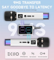Wireless Microphones, Micorphone with One-to-One Chip Connection and LED Lights, 40H Duration, 200FT Range Receiving, Volume Control Karaoke Micorphone for Singing, Speech, Home Party, YouTube/Tiktok