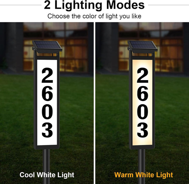 Solar Address Sign, House Numbers for Outside, Lighted Address Plaque Outdoor Waterproof, Illuminated LED Address Numbers for Yard Home