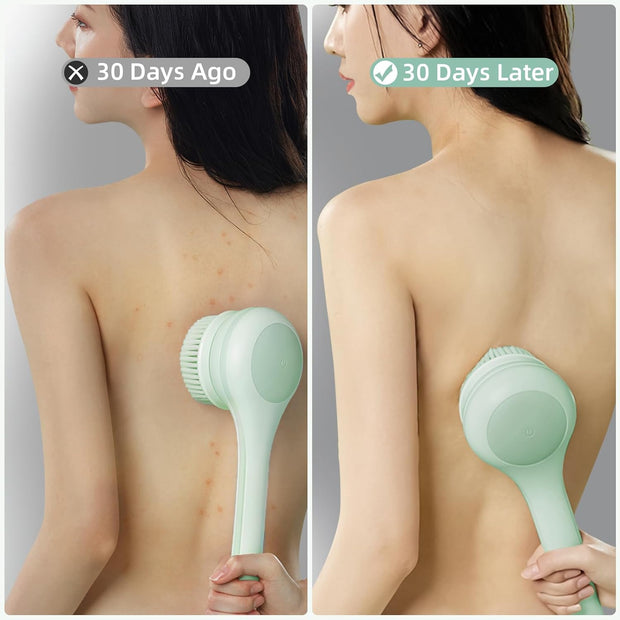 🛁 Electric Body Brush｜Waterproof, Dual-Handle, 3 Heads