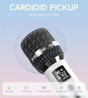 Wireless Microphones, Micorphone with One-to-One Chip Connection and LED Lights, 40H Duration, 200FT Range Receiving, Volume Control Karaoke Micorphone for Singing, Speech, Home Party, YouTube/Tiktok