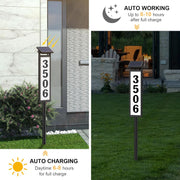 Solar Address Sign, House Numbers for Outside, Lighted Address Plaque Outdoor Waterproof, Illuminated LED Address Numbers for Yard Home