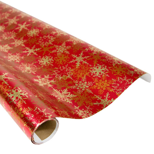 Snowfall-Red Foil Gift Wrap - One 30" X 6' Roll