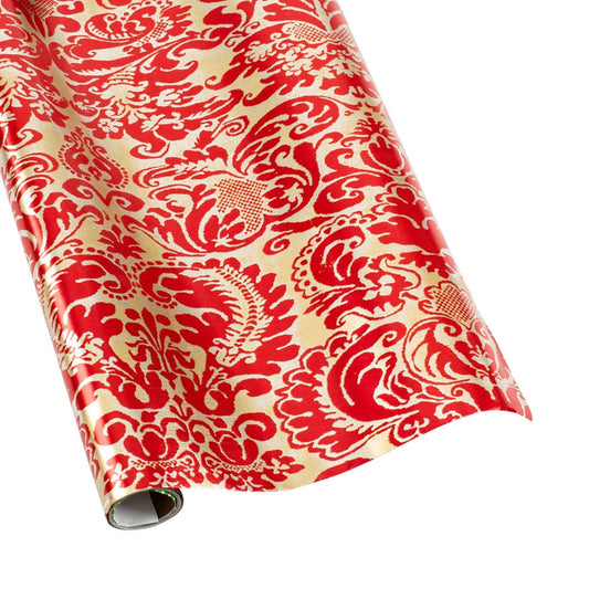 Palazzo Foil Metallic Gift Wrapping Paper in Red & Gold - 30" x 6' Roll