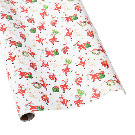 Dancing Santas Wrapping Paper - 30" x 8' Roll