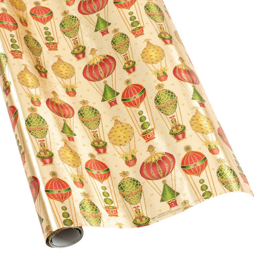 Christmas in the Air Foil Gift Wrapping Paper in Gold - 30" x 6' Roll