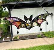Shadow Bloom – Pressed Flower Bat in Iridescent Black